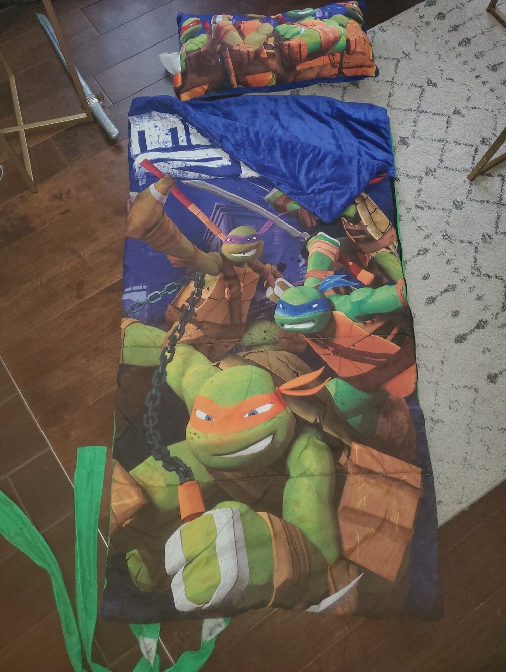 Kids Sleeping Bag - Blue/Green Ninja Turtle